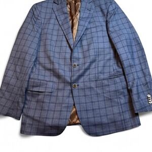 Hardwick‎ blue plaid wool business preppy blazer size 40R